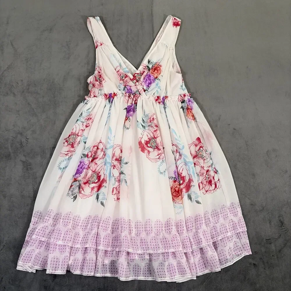 Free People Mini Dress Free Swinging Floral Sheer Boho Light Pink Small Charity - Picture 2 of 9